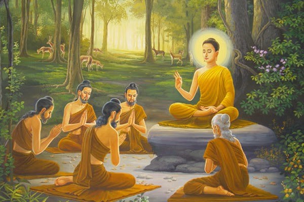 Đức Phật quán nhân duyên giáo hóa năm ẩn sĩ Kiều Trần Như