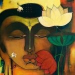 Tranh Phật và hoa sen