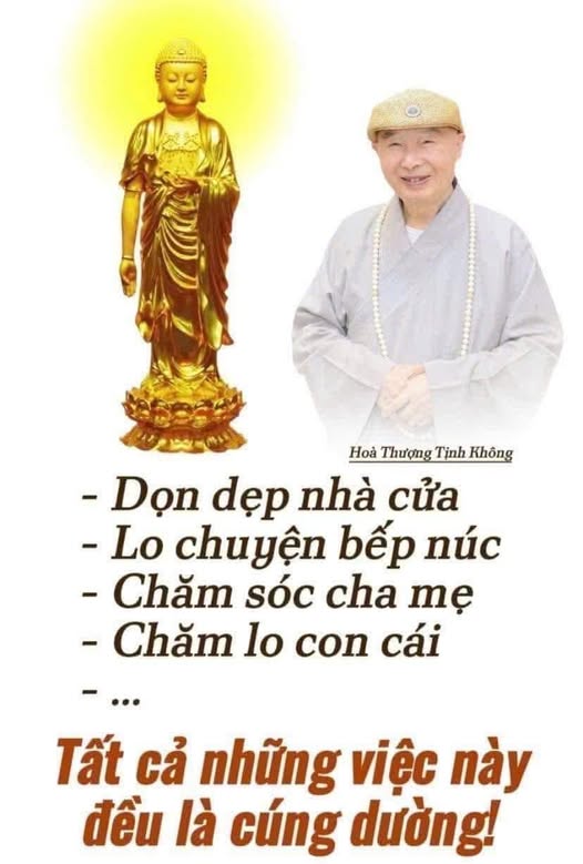 Dọn dẹp nhà cửa, lo chuyện bếp núc, chăm sóc cha mẹ, chăm lo con cái... tất cả những việc này đều là cúng dườn